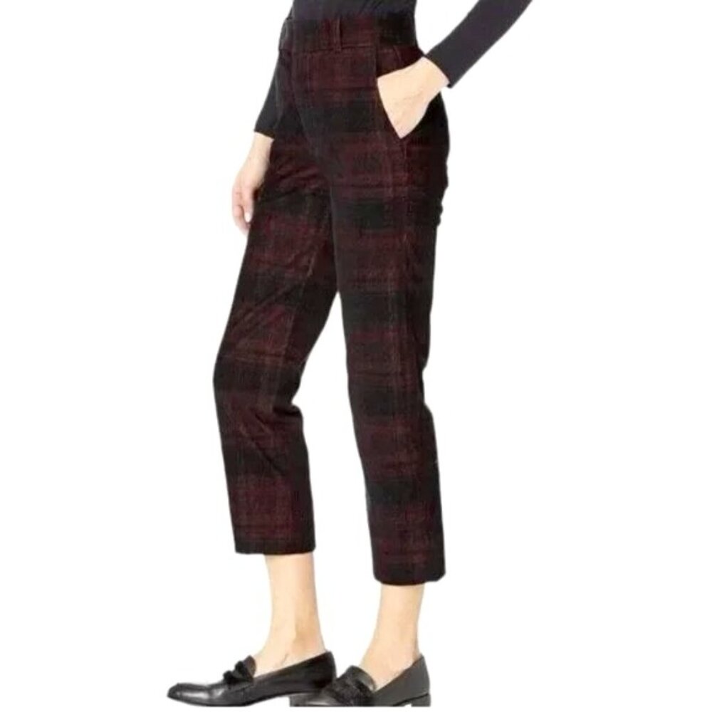 AG The Elvie Sz 28 Black & Red Plaid High Rise Crop Trouser Pants Corduroy